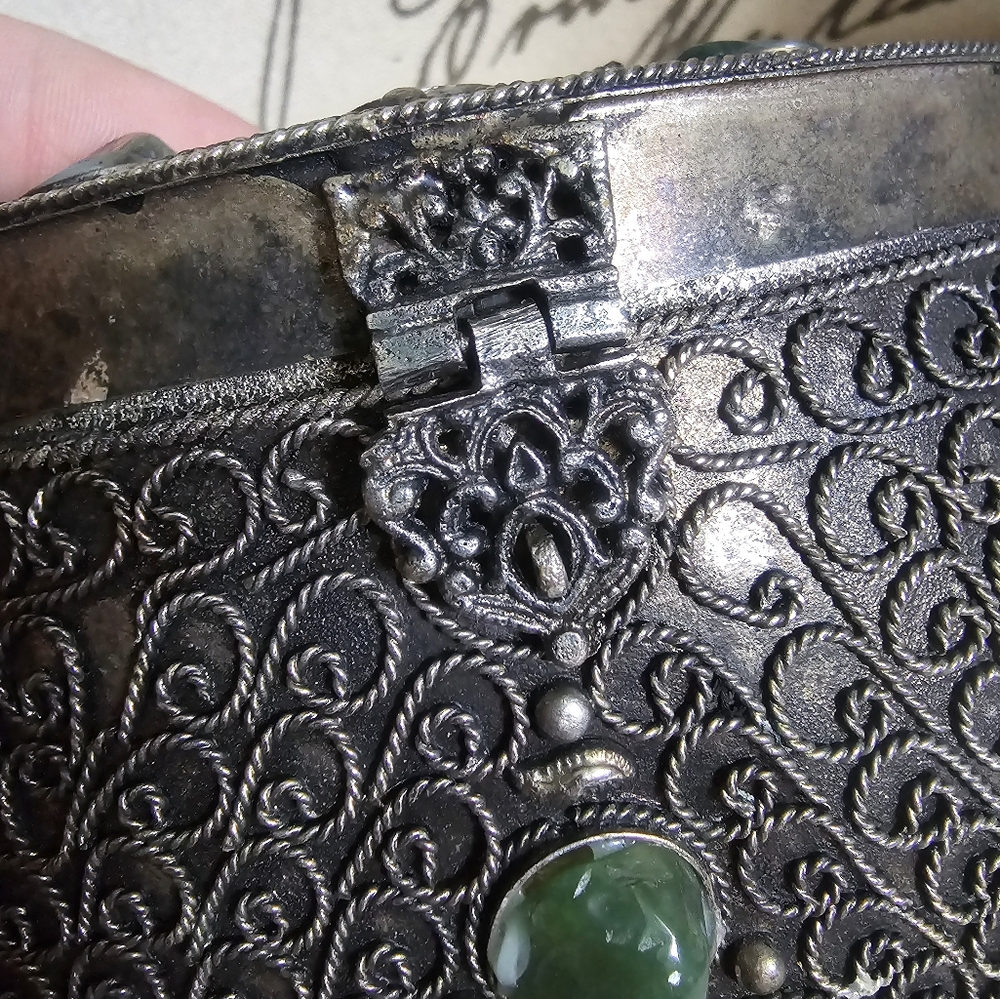 Embellished Filigree Metal Crossbody Bag with Gem Accents - Silver - Picture 8 of 9